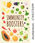 immunity boosters poster flat... | Shutterstock .eps vector #1745173199