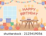 home birthday party flat color... | Shutterstock .eps vector #2125419056
