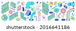 sticker pack of funny cartoon... | Shutterstock .eps vector #2016641186