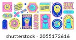 sticker pack of funny cartoon... | Shutterstock .eps vector #2055172616