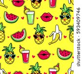 tropic seamless pattern with... | Shutterstock .eps vector #593409746
