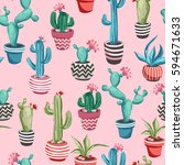 cacti flower background.... | Shutterstock .eps vector #594671633