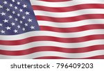 realistic waving flag of united ... | Shutterstock .eps vector #796409203