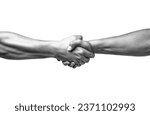 Small photo of Friendly handshake, friends greeting, teamwork, friendship. Rescue, helping gesture or hands. Two hands, helping arm of a friend, teamwork. Helping hand outstretched, isolated arm, salvation.