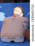 Small photo of First aid training. Cardiac massage. Cardiopulmonary resuscitation - CPR training.