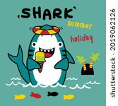 Shark On Summer Holiday Funny...