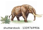 ancient mammoth, extinct mastodon, realistic image isolated on white background
