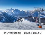 Small photo of Snowy winter French Alps, ski resort Flaine, Grand Massif area within sight of Mont Blanc, Haute Savoie, France