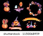 halloween party clip art set ... | Shutterstock . vector #1150068959