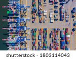 container ship from sea port... | Shutterstock . vector #1803114043