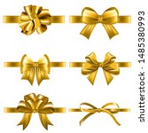 set of decorative golden bows... | Shutterstock .eps vector #1485380993