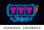 neon gaming slot machine 777.... | Shutterstock .eps vector #1361086313