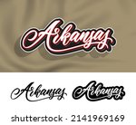 Arkansas vector handwritten lettering design. The lettering can be used as a design for a T-shirt and other clothing, or for another purpose.