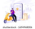 online cargo delivery tracking... | Shutterstock .eps vector #1694968006