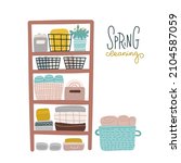 spring cleaning of closet.... | Shutterstock .eps vector #2104587059