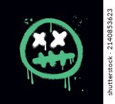 scary hand drawn dead emoji ... | Shutterstock .eps vector #2140853623