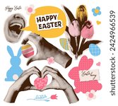 happy easter halftone collage...