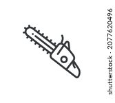 chainsaw icon. a simple line... | Shutterstock .eps vector #2077620496