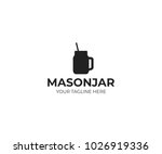 Mason Jar Mug With Straw Logo...