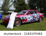 Small photo of MOSCOW, RUSSIA - JULY 23, 2021: Car. Automobile on street of Moscow city, Russia. Unusual tuning car. Custom car, customized cars. Tuning auto, cars at Tuning Open Fest in Moscow. Custom paint cars
