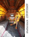 Small photo of ISLAMABAD, PAKISTAN – MAY 19, 2023: Traditional national bus, tourist child in Islamabad city, Pakistan
