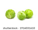 Fresh organic brussels sprouts isolated on white background. 