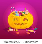 pumpkin full of sweets. vector... | Shutterstock .eps vector #318489539