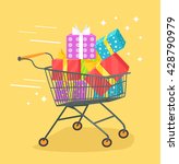 trolley with shopping bags and... | Shutterstock .eps vector #428790979