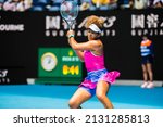 Small photo of MELBOURNE, AUSTRALIA - 17 JANUARY, 2022: Australian Open Tennis Grand Slam. Day 1, Naomi Osaka (JPN) won against Camila Osorio (COL). 6:3, 6:3. Naomi Osaka on road to defend her title.