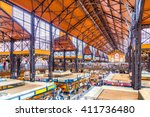 Interiors of Central Market Hall of Budapest, Hungary