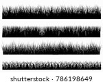 set of solid black grass... | Shutterstock .eps vector #786198649