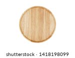 Empty round wooden plate, isolated on white background. Top view image.