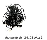 Tangled roll of black wires...