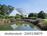 Small photo of Adelaide, Australia - April 23 2022: Modern Glass architecture outside the Royal Botanic Garden Bicentennial Conservatory