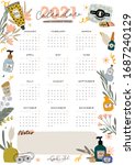 wall calendar. 2021 yearly... | Shutterstock .eps vector #1687240129
