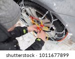 Finishing part of snow chains setting. 