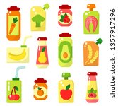 set of baby food in jars. flat... | Shutterstock .eps vector #1357917296