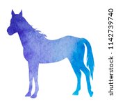 Watercolor  Silhouette Horse...