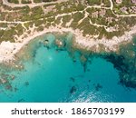 Small photo of aerial view of Porto sa Ruxi beach in Villasimius