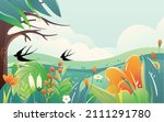 a couple goes out for a spring... | Shutterstock .eps vector #2111291780