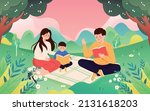 family sitting on the floor... | Shutterstock .eps vector #2131618203