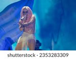 Small photo of Karol G performs at Hard Rock Stadium in Miami, Florida on August 27, 2023. The concert was the second of two in Miami in support of her Manana Sera Bonito album.