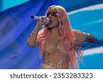 Small photo of Karol G performs at Hard Rock Stadium in Miami, Florida on August 27, 2023. The concert was the second of two in Miami in support of her Manana Sera Bonito album.