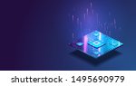 futuristic microchip processor... | Shutterstock .eps vector #1495690979