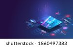 microchip processor with lights ... | Shutterstock .eps vector #1860497383