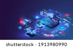 isometric digital protection... | Shutterstock .eps vector #1913980990