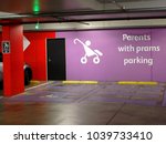 special parents with prams parking reserved space on an underground public car park