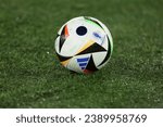 Small photo of Fussballliebe ball during the Euro 2024 Qualifier Group C Italy vs North Macedonia at the Olimpico stadium, Rome, Italy, November, 17, 2023.