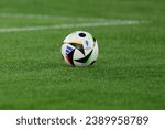 Small photo of Fussballliebe ball during the Euro 2024 Qualifier Group C Italy vs North Macedonia at the Olimpico stadium, Rome, Italy, November, 17, 2023.