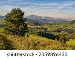 View with High Tatras in Pieniny. Summer mountain landscape in Slovakia. Slovakia and Poland countryside.Mountain hiking, healthy lifestyle